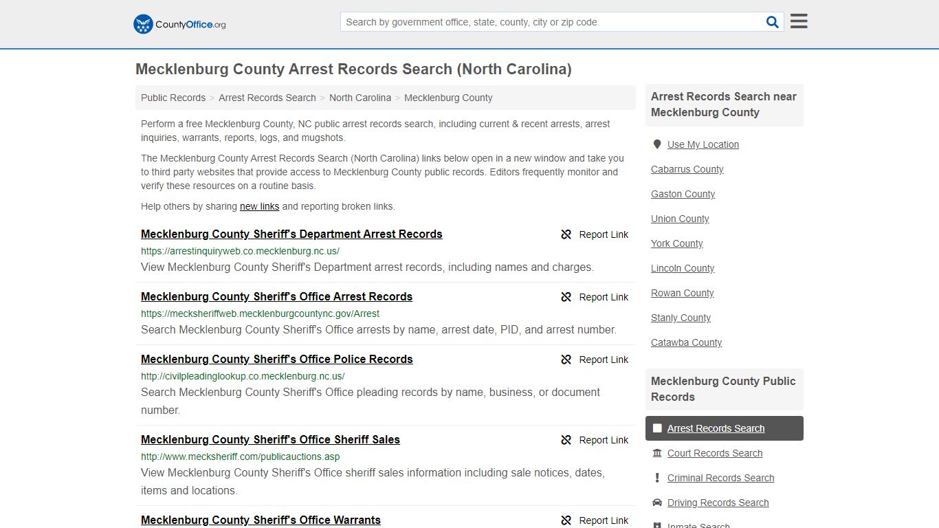 Mecklenburg County Arrest Records Search (North Carolina) - County Office